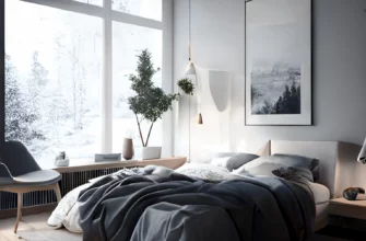 Интерьер красивой спальни в современном скандинавском стиле