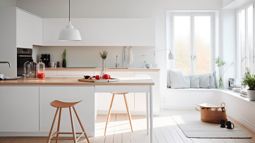 Светлый красивый дизайн интерьера в скандинавском стиле (IKEA) сделанный при помощи нейросети миджорни